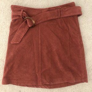 Copper corduroy mini-skirt with belt - Brand new with tags